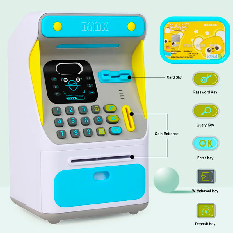 Alcancía Electrónica con Reconocimiento Facial / tarjeta Billetes y Monedas Mini cajero